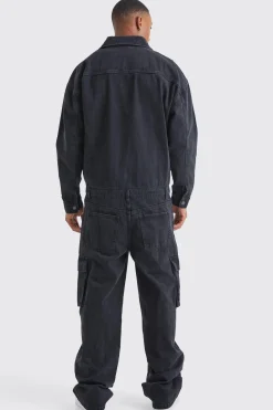 Oversized Denim Boilersuit | BoohooMAN UK