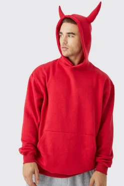 Oversized Devil Horn Hoodie | BoohooMAN UK