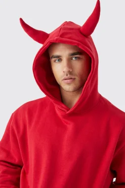 Oversized Devil Horn Hoodie | BoohooMAN UK