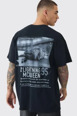 Oversized Disney Cars License Back Print T-shirt | BoohooMAN UK