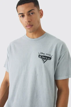 Oversized Disney Cars Wash License Print T-Shirt | BoohooMAN UK