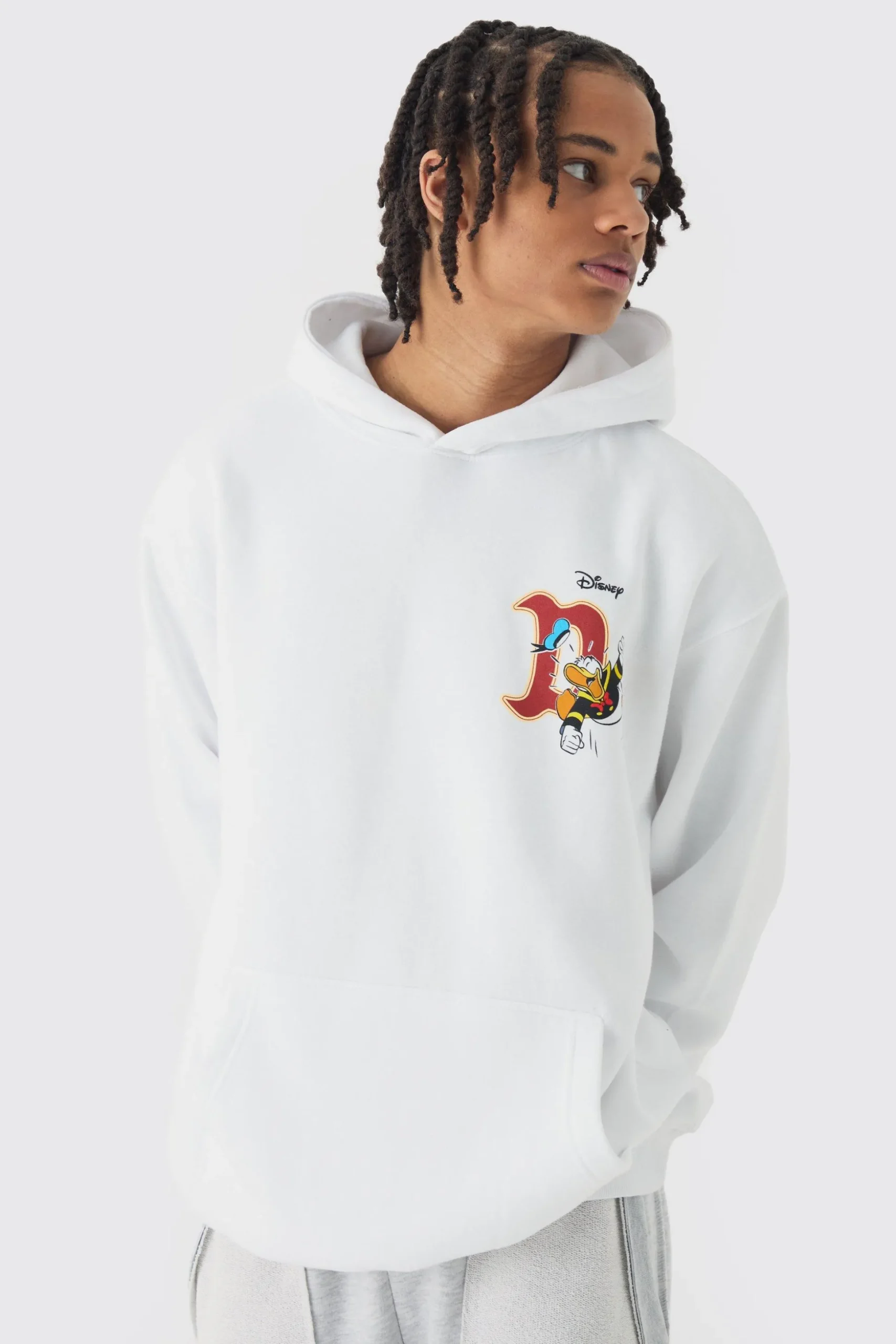 Oversized Disney Donald Duck License Print Hoodie | BoohooMAN UK