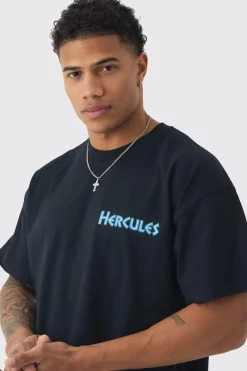Oversized Disney Hercules License Print T-shirt | BoohooMAN UK