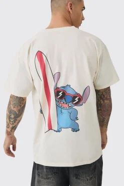 Oversized Disney Lilo And Stitch Wash License Print T-shirt | BoohooMAN UK