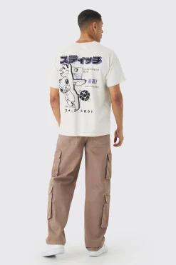 Oversized Disney Lilo And Stitch License Wash Print T-Shirt | BoohooMAN UK