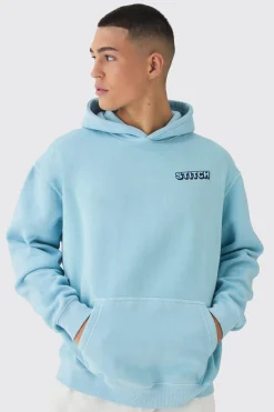 Oversized Disney Lilo And Stitch Wash License Hoodie | BoohooMAN UK