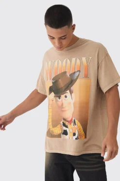 Oversized Disney Pixar Toy Story Wash License Print T-Shirt | BoohooMAN UK