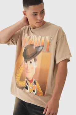 Oversized Disney Pixar Toy Story Wash License Print T-Shirt | BoohooMAN UK