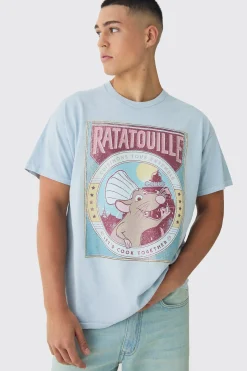 Oversized Disney Ratouille Wash License Print T-Shirt | BoohooMAN UK