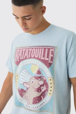 Oversized Disney Ratouille Wash License Print T-Shirt | BoohooMAN UK