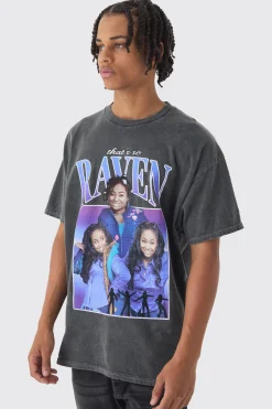 Oversized Disney That's So Raven Wash License Print T-Shirt | BoohooMAN UK