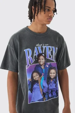 Oversized Disney That's So Raven Wash License Print T-Shirt | BoohooMAN UK