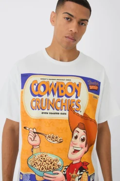 Oversized Disney Toy Story Woody Cereal License Print T-Shirt | BoohooMAN UK