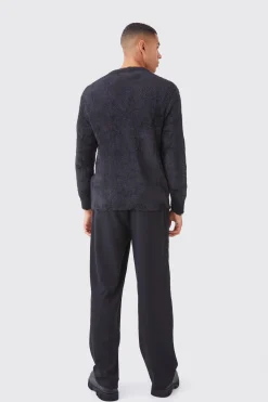 Oversized Distressed Fluffy Cardigan | BoohooMAN UK