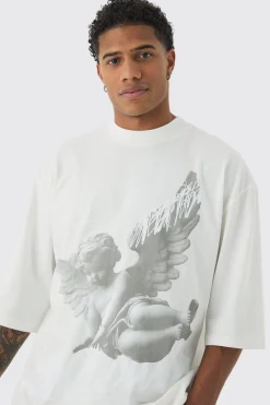 Oversized Distressed Heavyweight Renaissance Graphic T-shirt | BoohooMAN UK