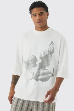 Oversized Distressed Heavyweight Renaissance Graphic T-shirt | BoohooMAN UK