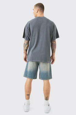 Oversized Distressed OFFCL Homme Wash Graphic T-shirt | BoohooMAN UK