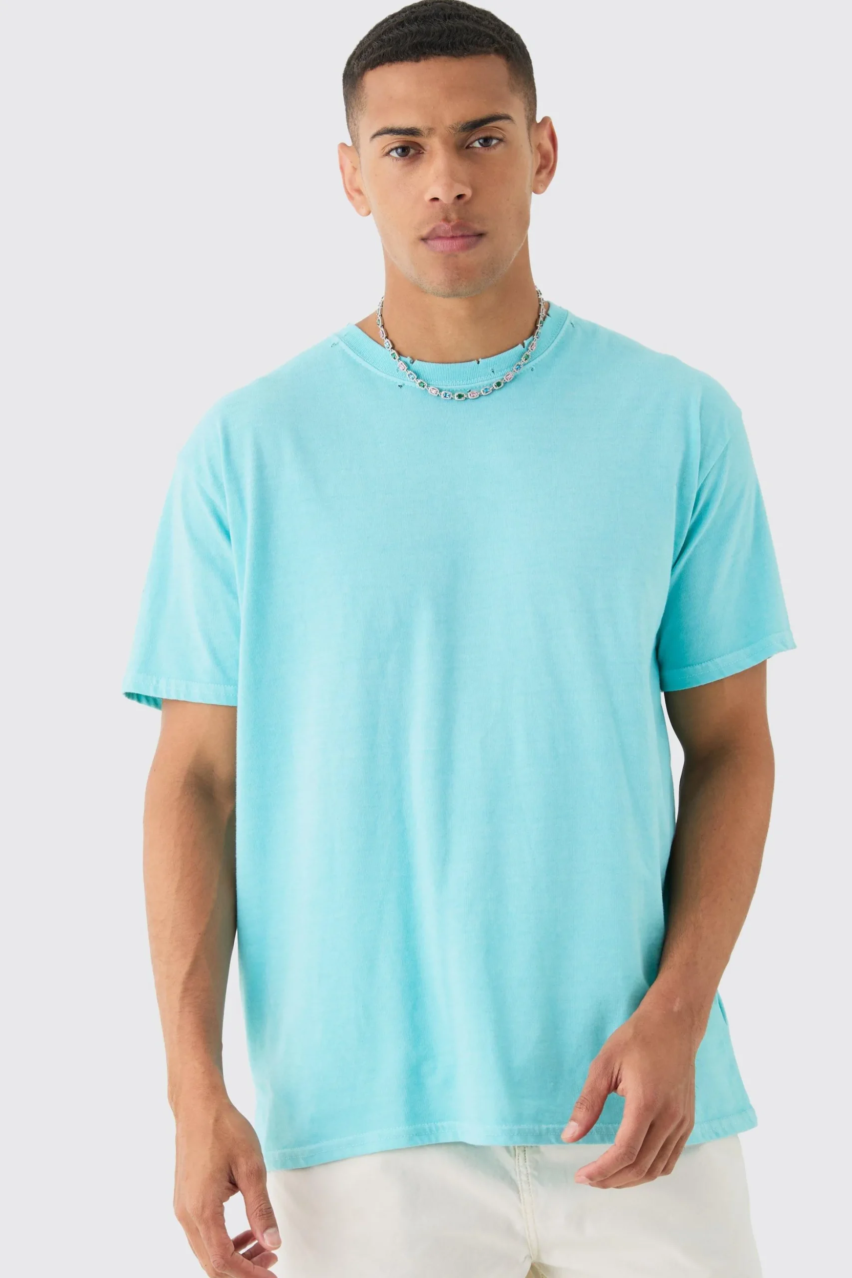 Oversized Distressed Wash T-shirt | BoohooMAN UK