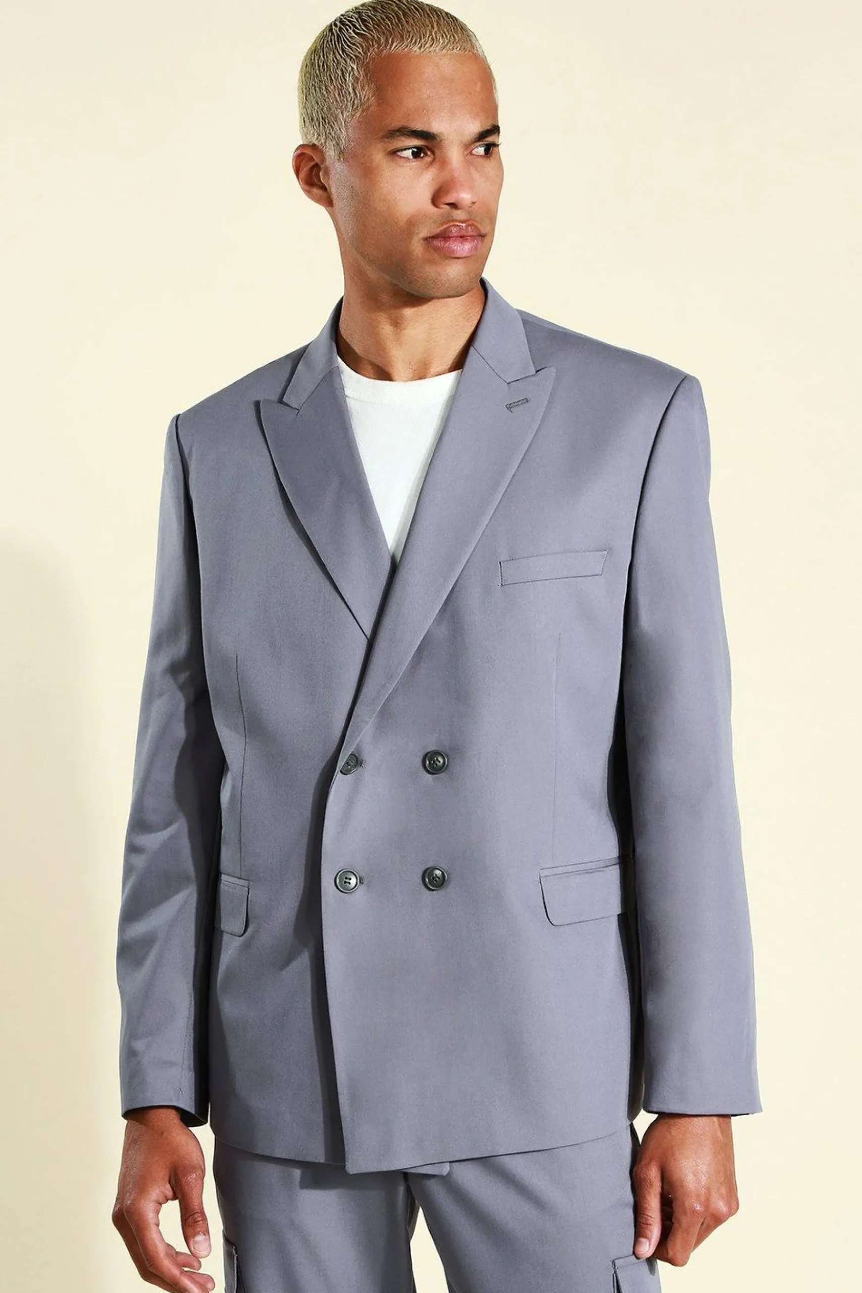 Oversized Double Breasted Suit Jacket | BoohooMAN UK