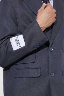 Oversized Double Breasted Textured Blazer | BoohooMAN UK