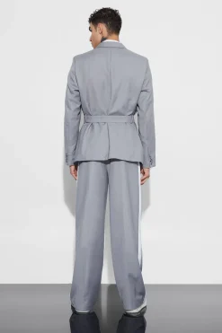 Oversized Double Breasted Wrap Belted Blazer | BoohooMAN UK