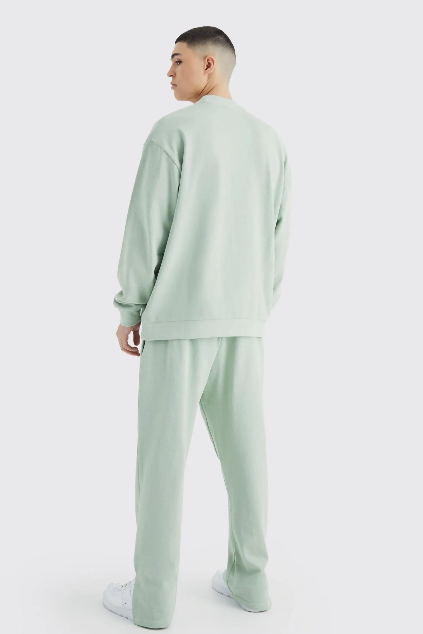 Oversized Double Neck Sweatshirt Tracksuit | BoohooMAN UK