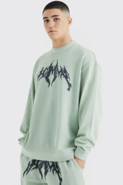 Oversized Double Neck Sweatshirt Tracksuit | BoohooMAN UK