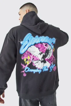 Oversized Dove Graphic Hoodie | BoohooMAN UK