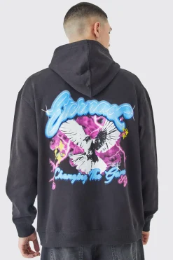 Oversized Dove Graphic Hoodie | BoohooMAN UK