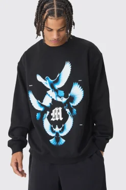 Oversized Dove Graphic Sweatshirt | BoohooMAN UK
