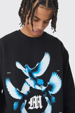 Oversized Dove Graphic Sweatshirt | BoohooMAN UK