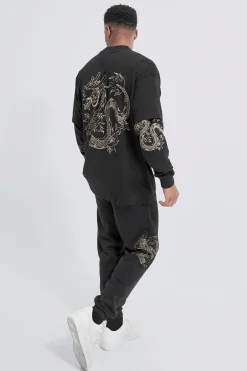 Oversized Dragon Faux Layer T-shirt Tracksuit | BoohooMAN UK