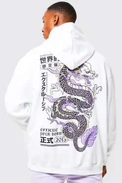 Oversized Dragon Graphic Hoodie | BoohooMAN UK