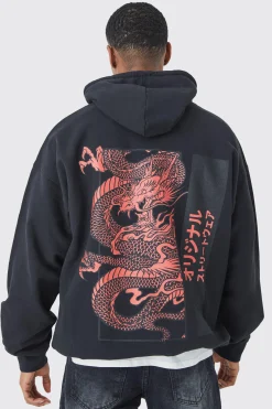 Oversized Dragon Graphic Hoodie | BoohooMAN UK