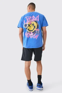 Oversized Drip Face T-shirt Set | BoohooMAN UK