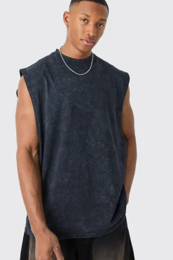 Oversized Drop Armhole Acid Wash Tank | BoohooMAN UK