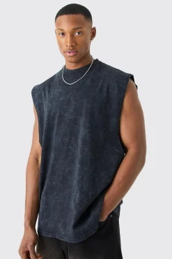 Oversized Drop Armhole Acid Wash Tank | BoohooMAN UK