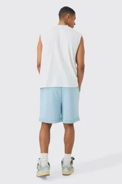 Oversized Drop Crotch Rib Hem Loopback Short | BoohooMAN UK