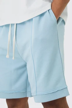 Oversized Drop Crotch Rib Hem Loopback Short | BoohooMAN UK