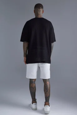 Oversized Drop Shoulder Open Stitch T-shirt | BoohooMAN UK