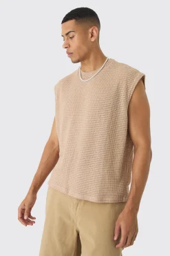 Oversized Drop Shoulder Textured Tank | BoohooMAN UK