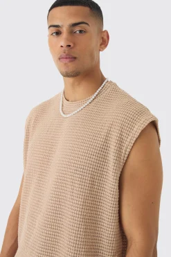 Oversized Drop Shoulder Textured Tank | BoohooMAN UK