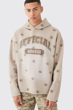 Oversized Drop Shoulder Washed Star Official Hoodie | BoohooMAN UK