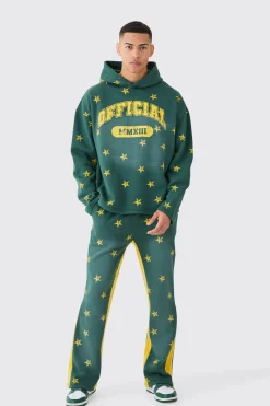 Oversized Drop Shoulder Washed Star Offcl Hooded Tracksuit | BoohooMAN UK