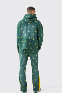 Oversized Drop Shoulder Washed Star Offcl Hooded Tracksuit | BoohooMAN UK
