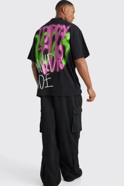Oversized Dropped Hem Trippy Graphic T-shirt | BoohooMAN UK