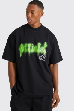 Oversized Dropped Hem Trippy Graphic T-shirt | BoohooMAN UK