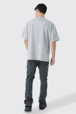 Oversized Eagle Graphic Acid Wash Heavyweight T-shirt | BoohooMAN UK