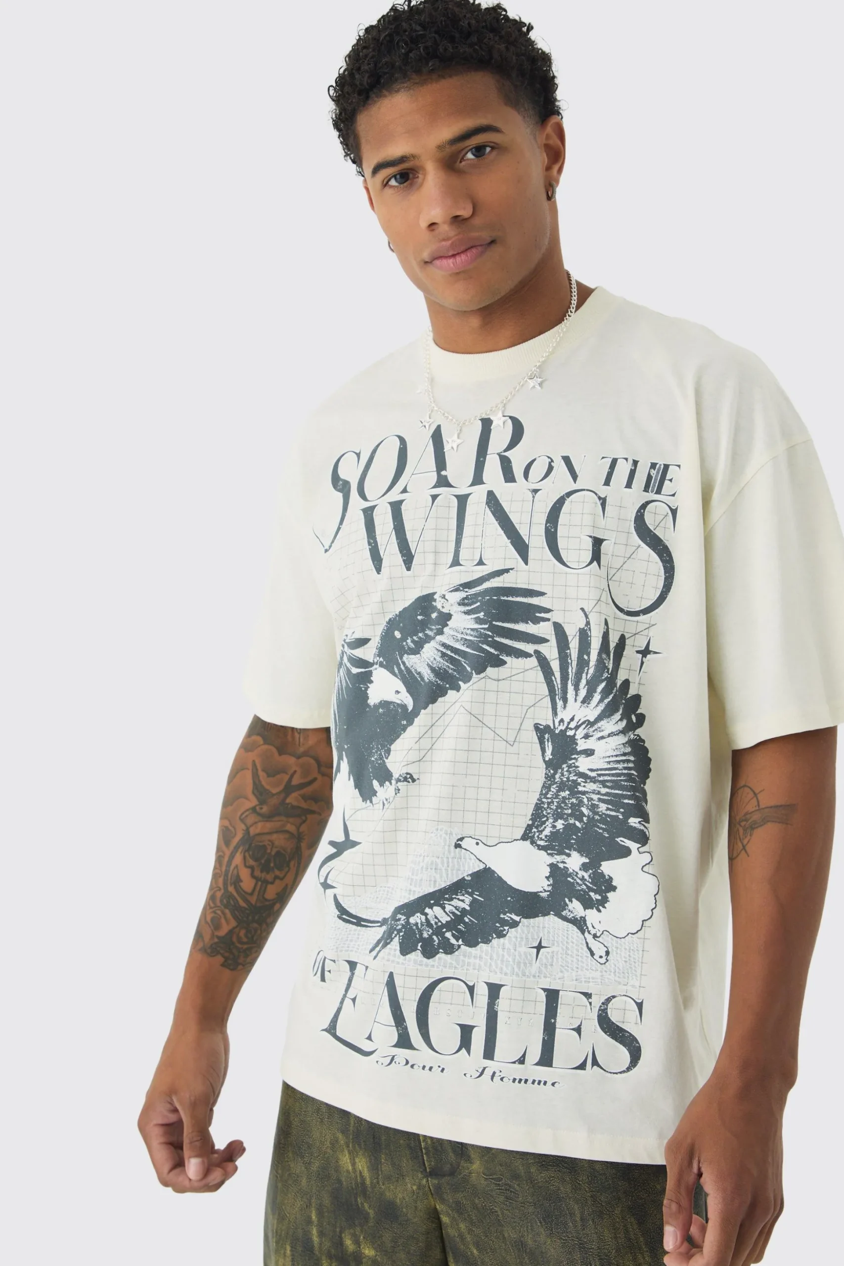 Oversized Eagle Graphic T-Shirt | BoohooMAN UK