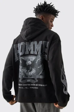 Oversized Eagle Homme Hoodie | BoohooMAN UK